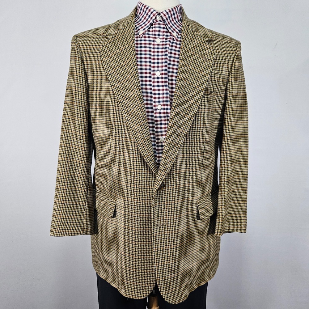 Coorbin Men's Sport Coat Blazer Two Button Houndstooth multi-color wool 42S - Picture 1 of 13